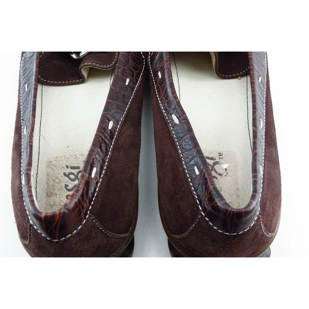 Asgi Size 8 M Brown Square Toe Loafer Leather‎ Women